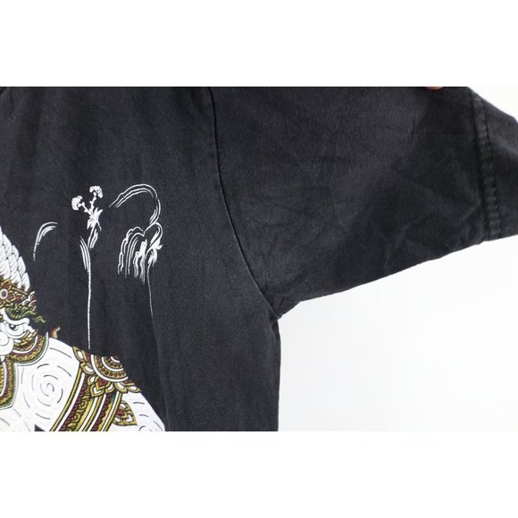 Vintage Streetwear Mens Medium Faded Hanuman Transform Thailand T-Shirt Black - Picture 7 of 12